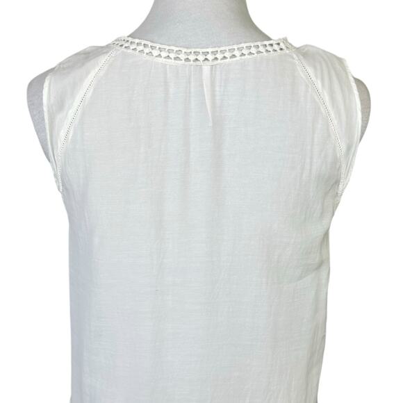 Free People Ivory White Eyelet Frayed Peplum Hem Tunic Tank Sleeveless Top - Picture 5 of 12